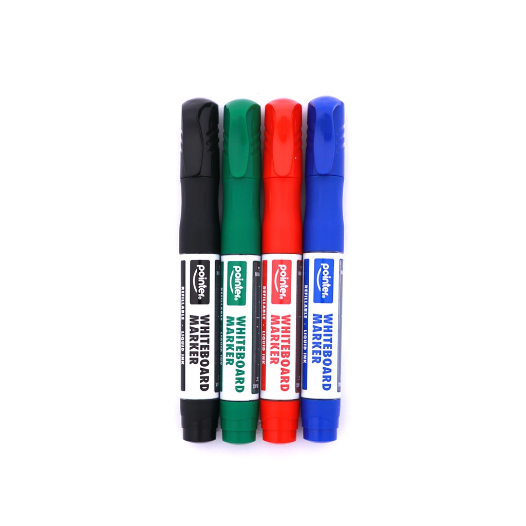 WHITEBOARD MARKERS, REFILLABLE, LIQUID INK, BLACK, BLUE,RED, AND GREEN COLOR, CHISEL TIP, SET OF 4 PIECES