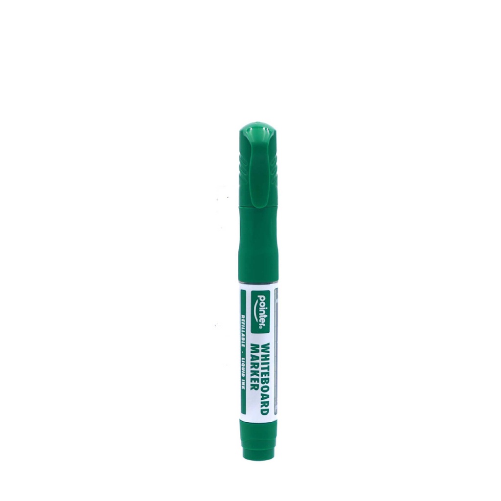 WHITEBOARD MARKERS, REFILLABLE, LIQUID GREEN INK, CHISEL TIP, BOX OF 12 PIECES