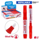 WHITEBOARD MARKERS, REFILLABLE, LIQUID RED INK, CHISEL TIP, BOX OF 12 PIECES