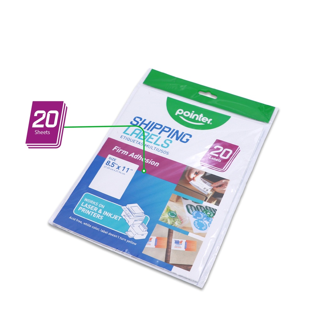SHIPPING LABELS  8.5X11", SET OF 20 SHEETS