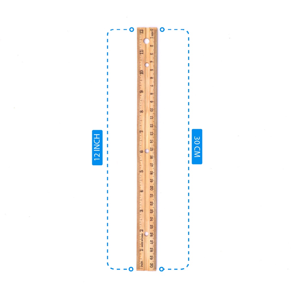 RULER, WOODEN, 12"/ 30 CM, 1 PIECE