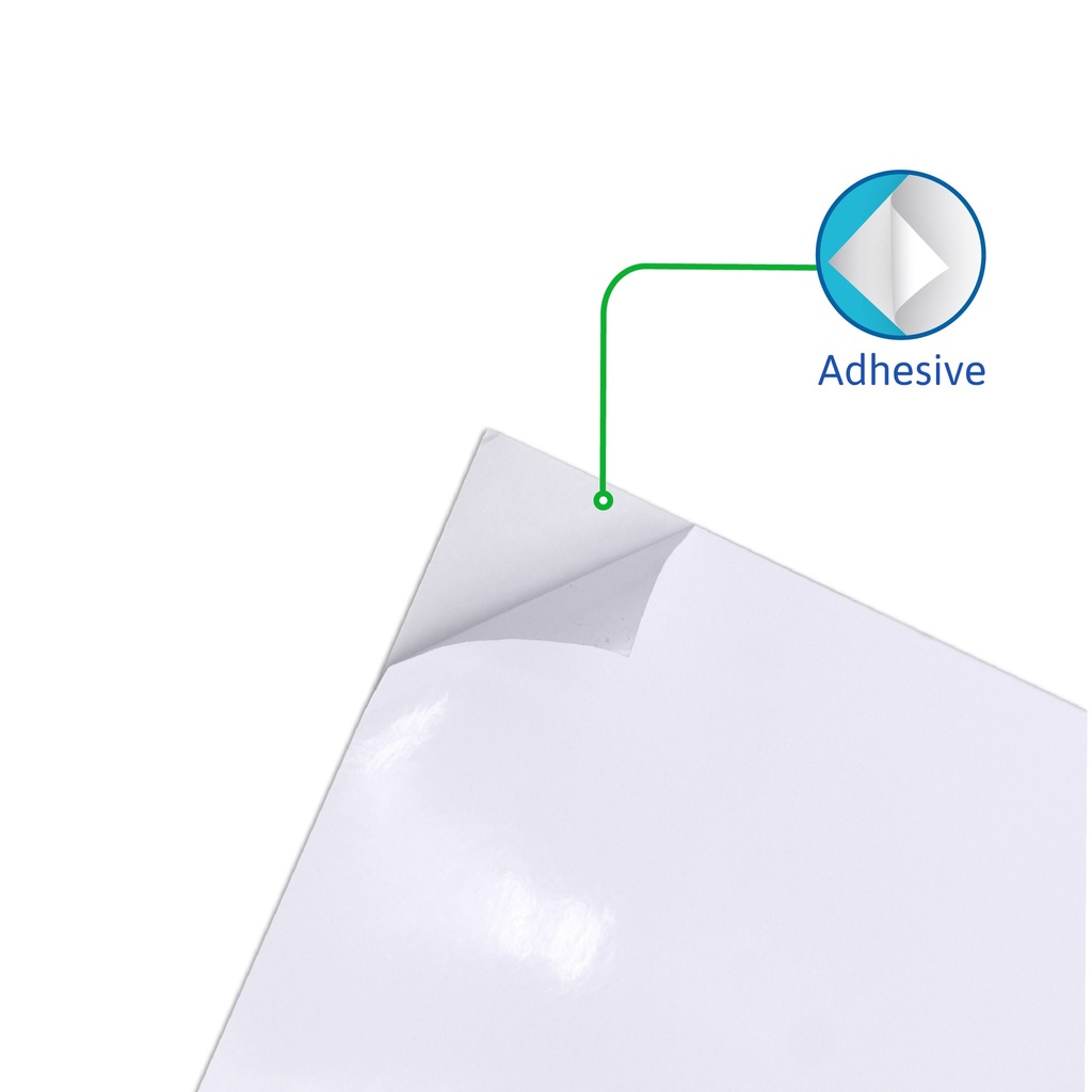 GLOSSY ADHESIVE PHOTO PAPER, 8.5X11",135GSM FOR INKJET PRINTERS SET OF 20  SHEETS