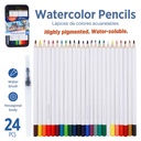 WATERCOLOR COLORED PENCILS , WITH WATERBRUSH IN METAL BOX, SET OF 12 COLORS