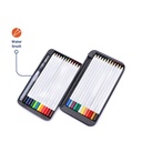 WATERCOLOR COLORED PENCILS , WITH WATERBRUSH IN METAL BOX, SET OF 12 COLORS