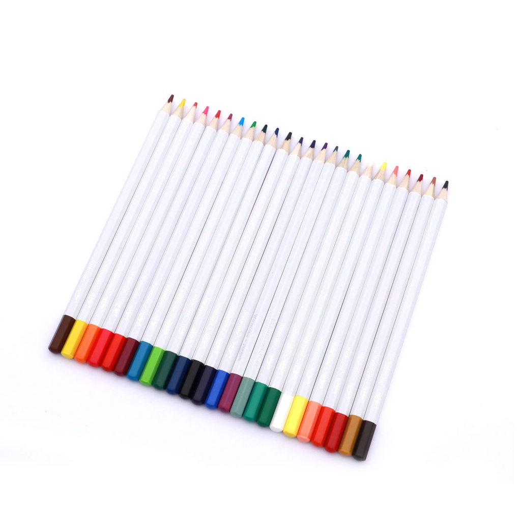 WATERCOLOR COLORED PENCILS , WITH WATERBRUSH IN METAL BOX, SET OF 12 COLORS