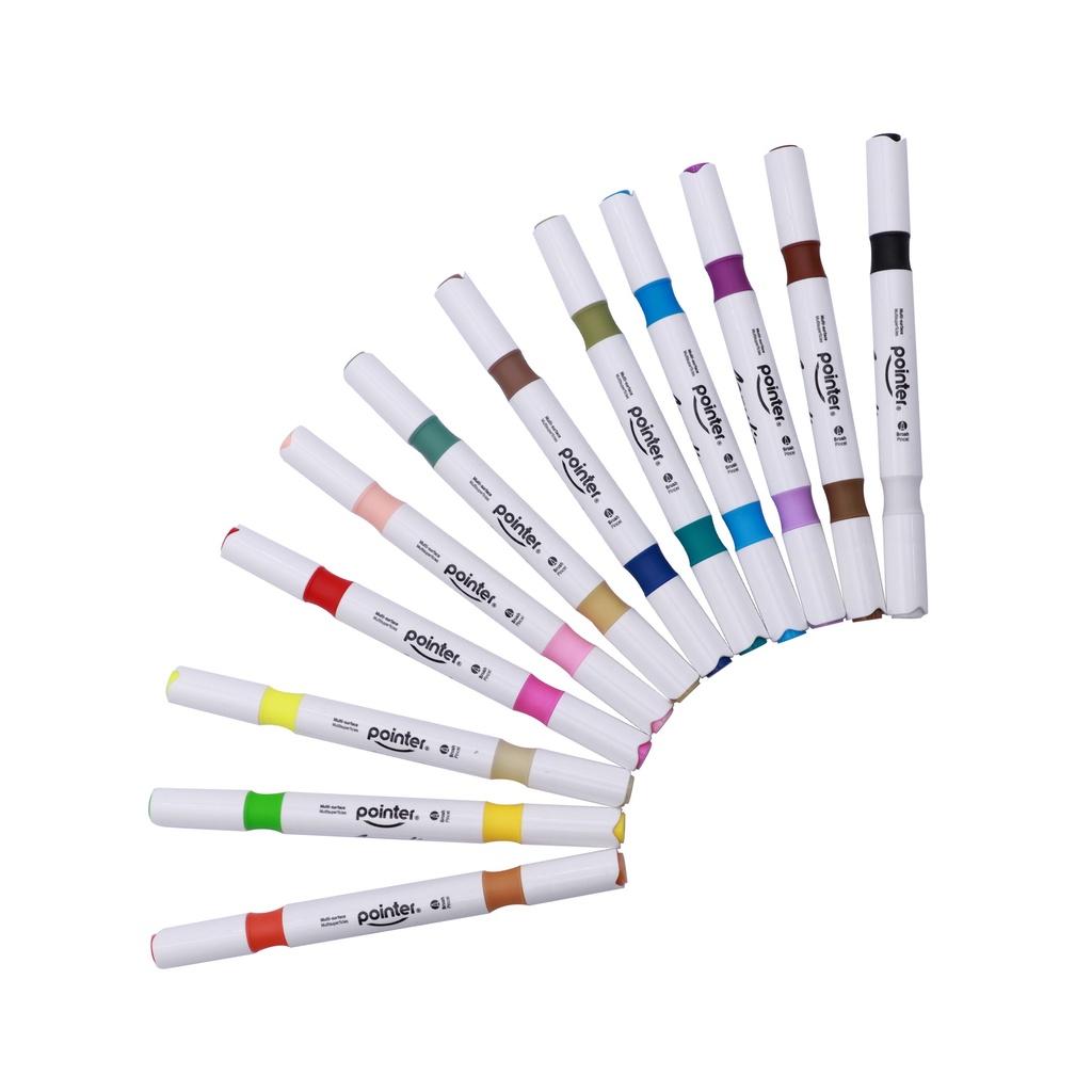 MARKERS, ACRYLIC PAINT, DUAL BRUSH TIP, SET OF 12  