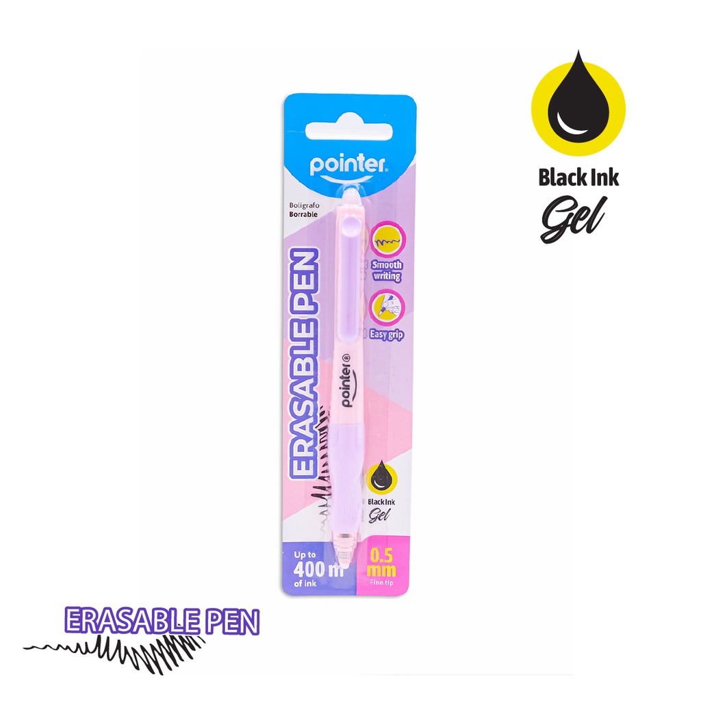 PENS, ERASABLE INK, RETRACTABLE, BLACK COLOR, 0.5MM, SET  OF 1  
