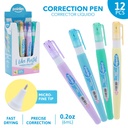 CORRECTION LIQUID PEN, FINE TIP, PASTEL COLORS, 9ML, BOX OF 12 PIECES