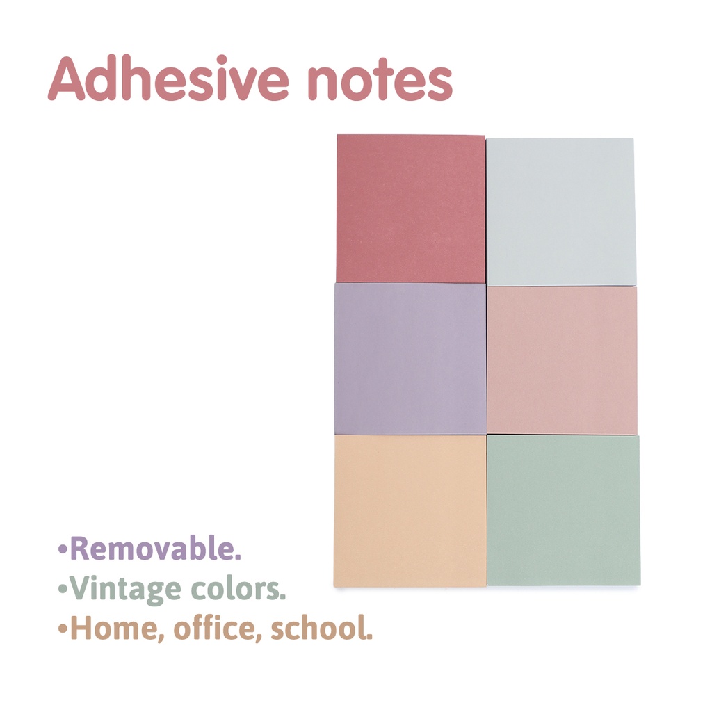 STICKY NOTES, 3X3", MORANDI COLORS, SET OF 100 SHEETS 