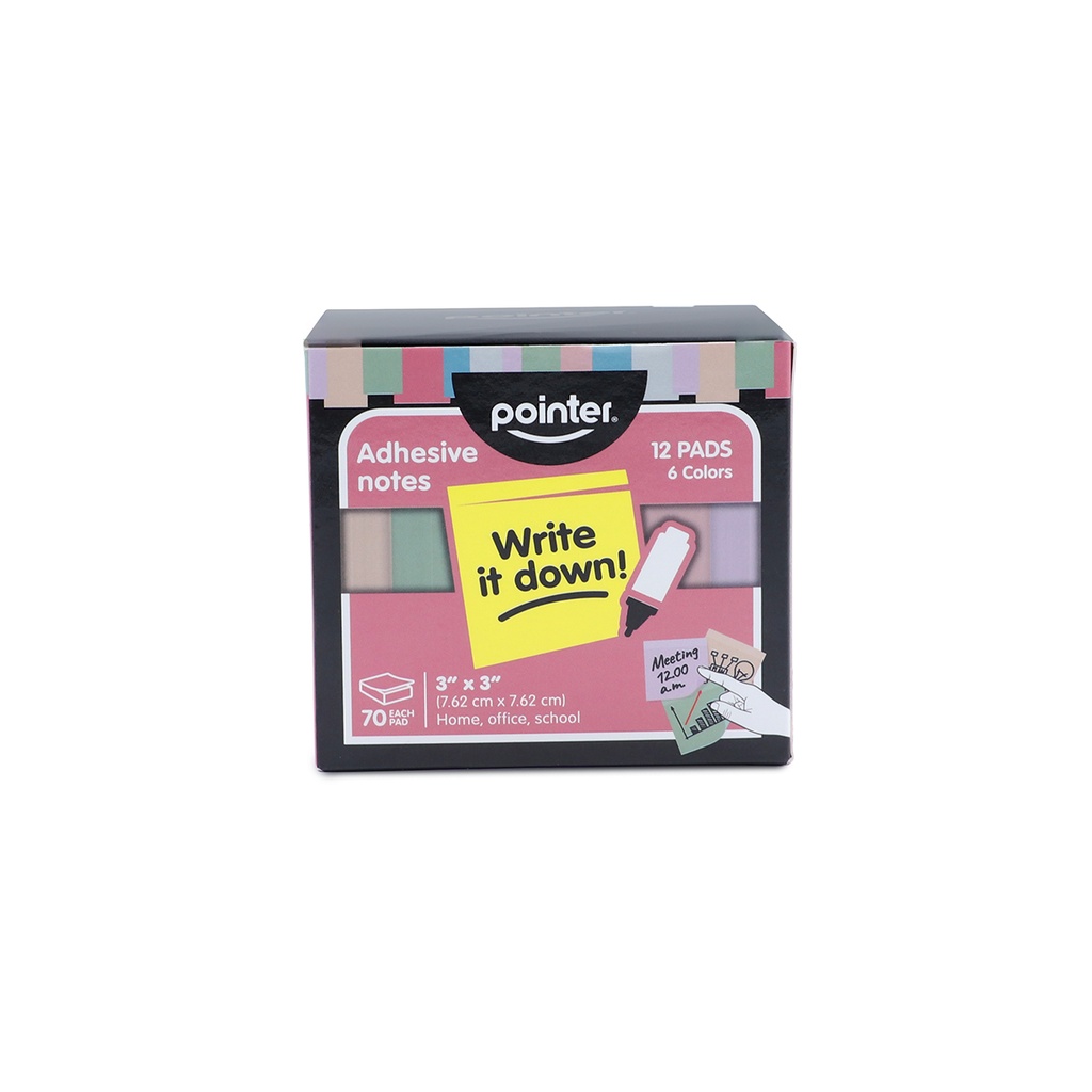 STICKY NOTES, 3X3", 6 MORANDI COLORS, SET OF 12 PADS, 840 SHEETS 
