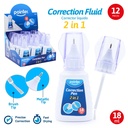 CORRECTION LIQUID PEN, FINE TIP, 2-IN-1 WITH BRUSH , BOX OF 12 PIECES