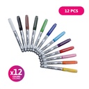 MARKERS, ACRYLIC PAINT, LIQUID INK, ROUND TIP, SET OF 12 COLORS