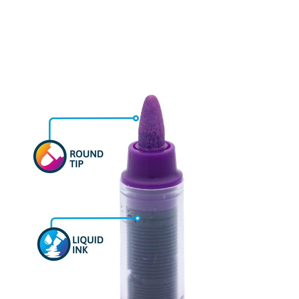 MARKERS, ACRYLIC PAINT, LIQUID INK, ROUND TIP, SET OF 12 COLORS