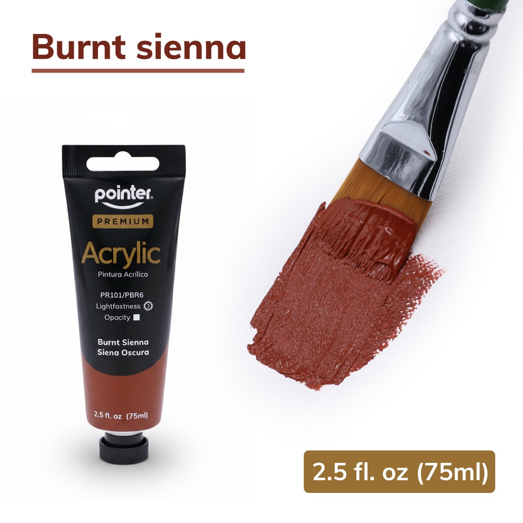 PREMIUM ACRYLIC PAINT, BURNT SIENNA, 75 ML (2.53 OZ), 1 TUBE