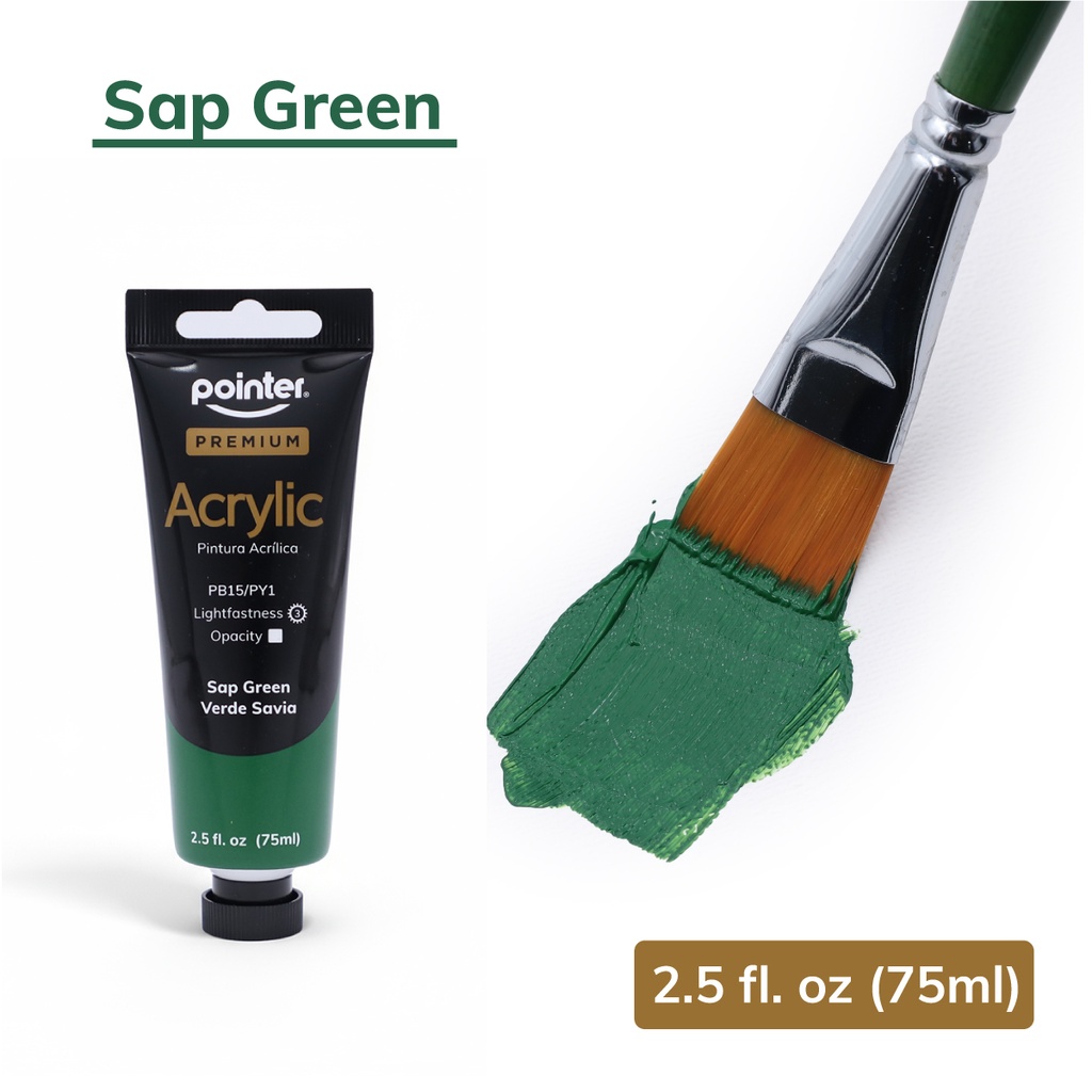 PREMIUM ACRYLIC PAINT, SAP GREEN, 75 ML (2.53 OZ), 1 TUBE
