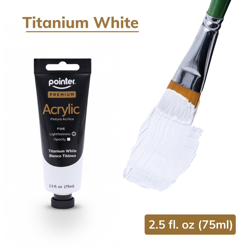 PREMIUM ACRYLIC PAINT, TITANIUM WHITE, 75 ML (2.53 OZ), 1 TUBE