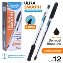 PENS, ULTRA SMOOTH, SEMI-GEL, BALLPOINT, BLACK COLOR, 1.0 MM, BOX OF 12 PIECES