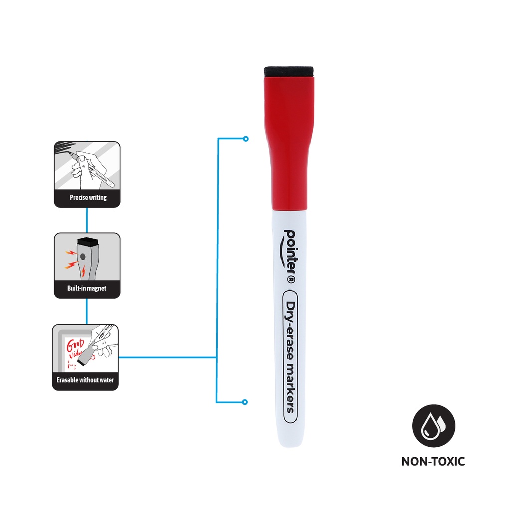 WHITEBOARD MARKERS, DUAL FINE TIP, MAGNETIC, SET OF 8 COLORS 