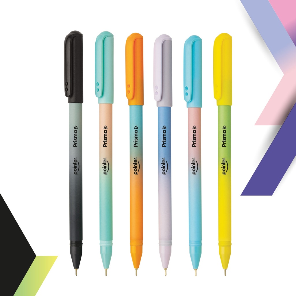 PENS, PRISMA, BALLPOINT, BLACK COLOR, 1.0 MM, BOX OF 12 PENS