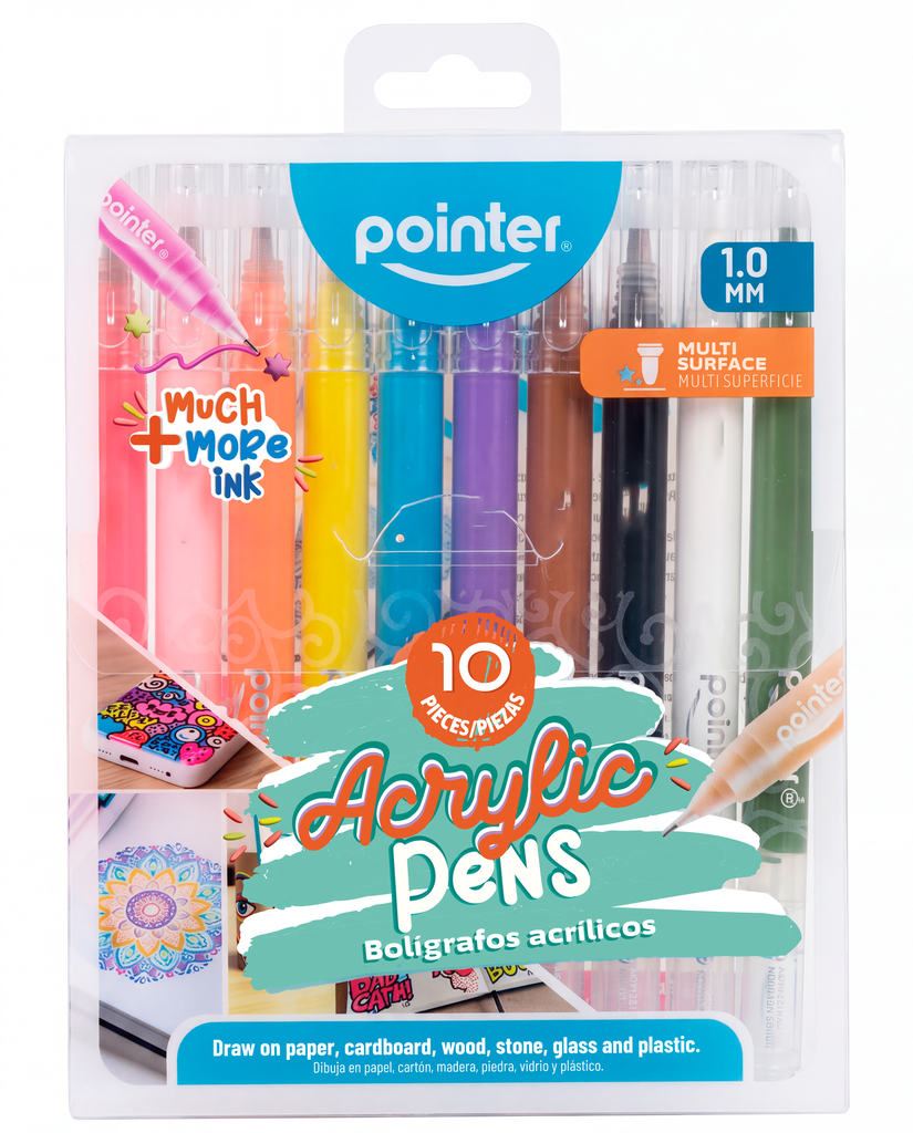 PENS, ACRYLIC,1.0MM, SET OF 10 COLORS