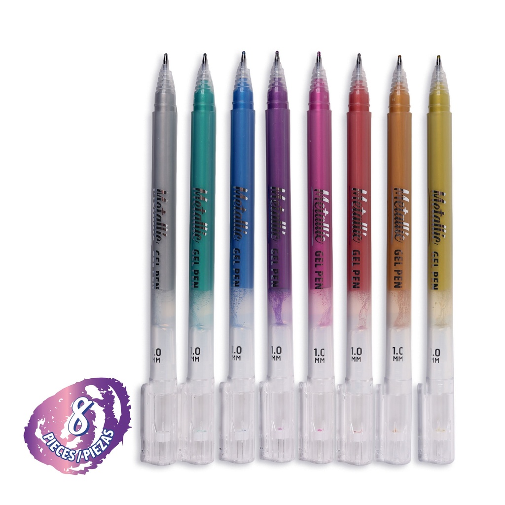 PENS, METALLIC, GEL, 1.0MM, SET OF 8 COLORED PENS