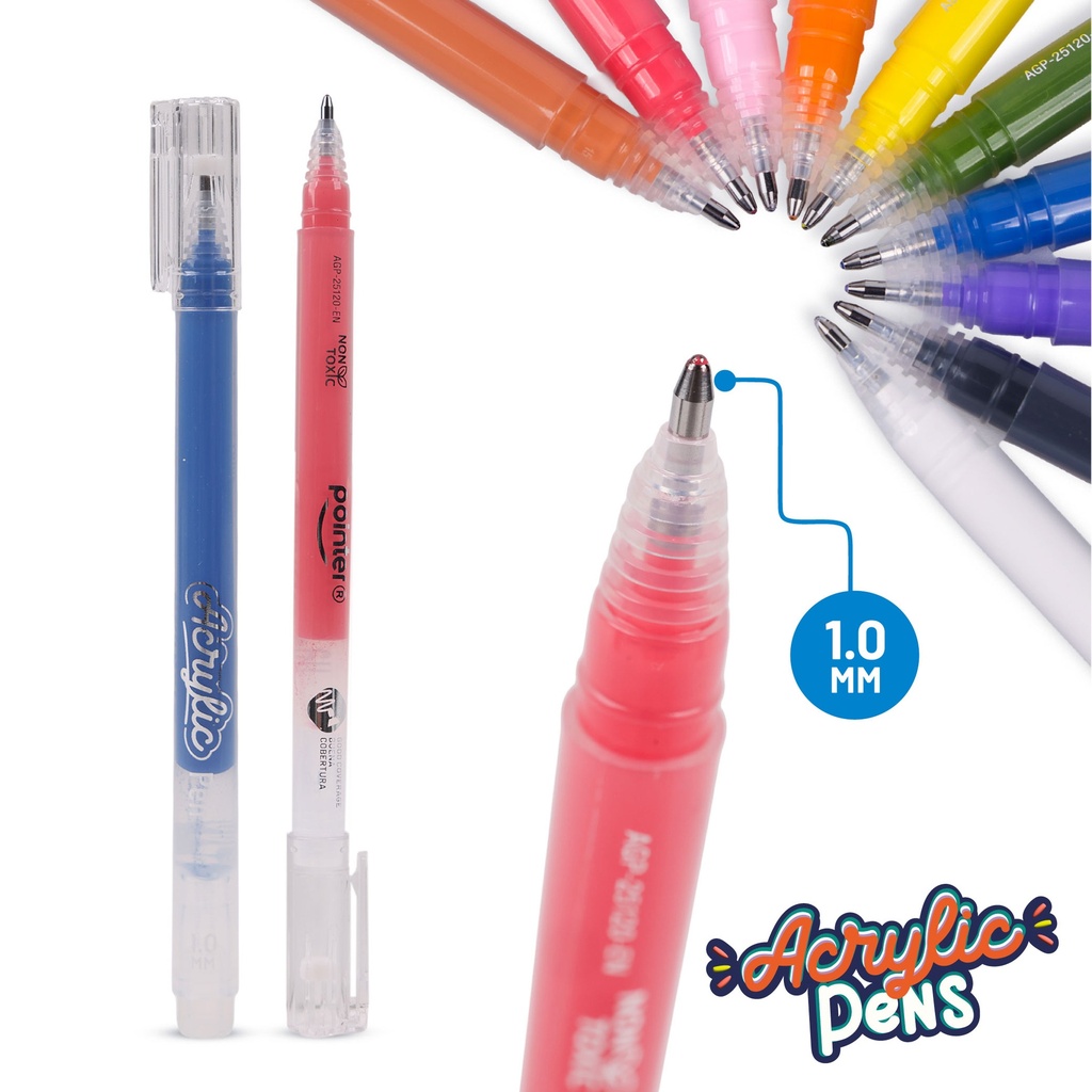 PENS, ACRYLIC,1.0MM, SET OF 10 COLORS