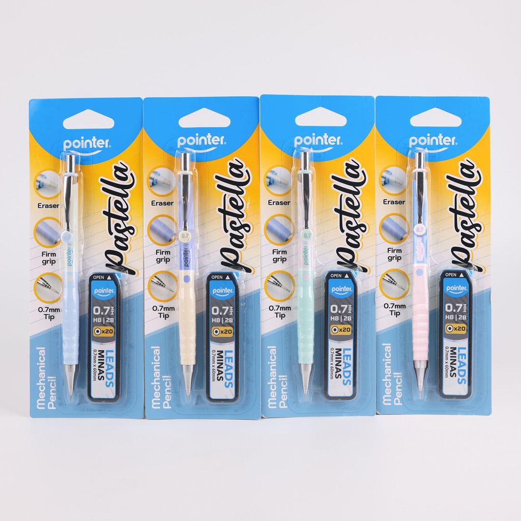 MECHANICAL PENCILS, PASTEL COLORS, WITH GRIP,0.7MM, SET OF 1 