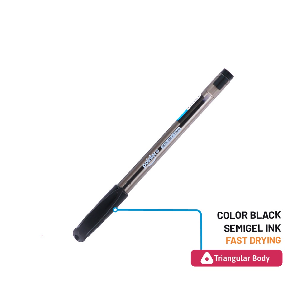 PENS,ULTRA INTENSE, SEMI-GEL INK, BALLPOINT, BLACK COLOR, 1.0 MM, TRIANGULAR BODY, , BOX OF 12 PIECES