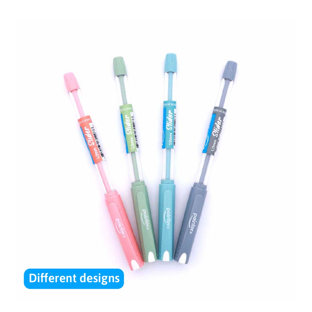 PENS, SLIDER, BALLPOINT, WITH GRIP, BLACK COLOR, 1.0 MM, BOX OF 12 PIECES