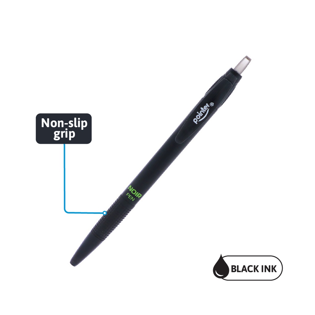 PENS, NOIR, SEMI-GEL,RETRACTABLE , BLACK COLOR, 1.0 MM, BOX OF 12 PIECES