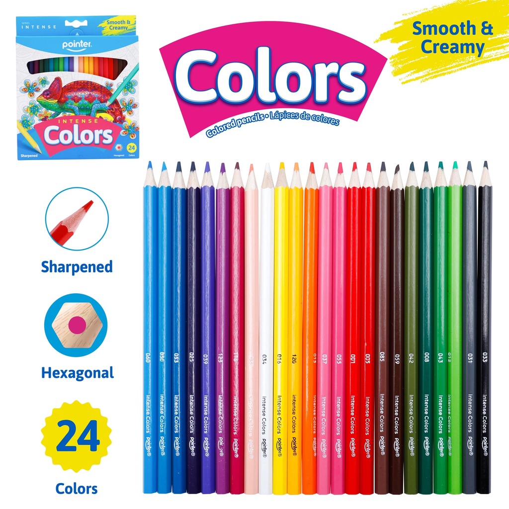 COLORED PENCILS, INTENSE, HEXAGONAL, SET OF 24 COLORS