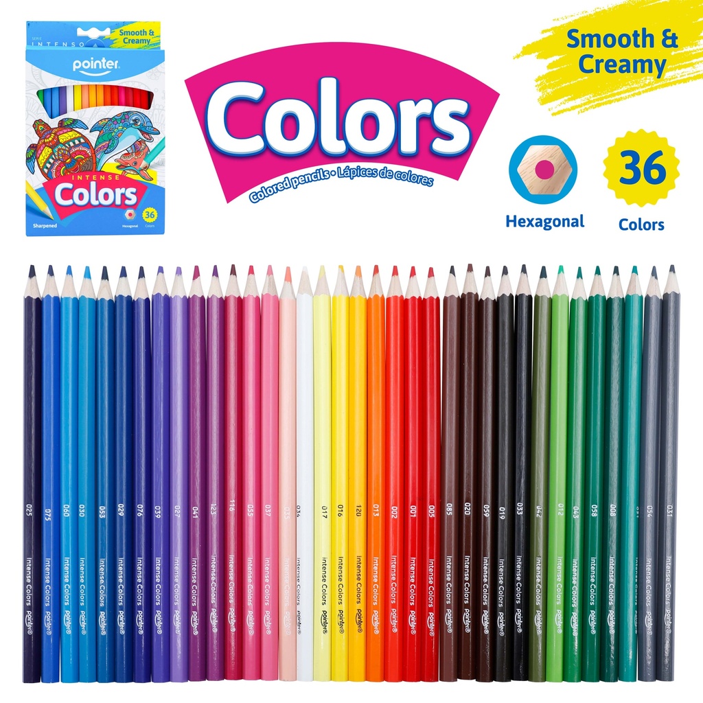 COLORED PENCILS, INTENSE, HEXAGONAL, SET OF 36 COLORS