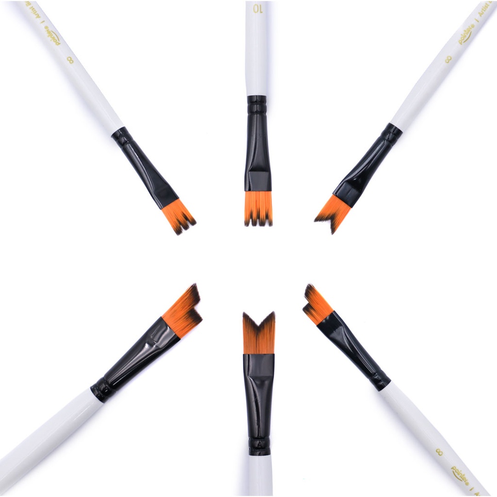 PAINTBRUSHES, TAKLON BRISTLE SPECIAL EFFECTS WHITE HANDLE , SET OF 6 PIECES