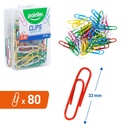 PAPER CLIPS 1", ASSORTED COLOR, VINYL COATED, PLASTIC BOX OF 80 PIECES