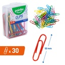 PAPER CLIPS 2", ASSORTED COLOR,VINYL COATED, PLASTIC BOX OF 30 PIECES