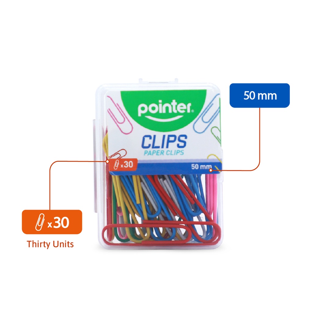 PAPER CLIPS 2", ASSORTED COLOR,VINYL COATED, PLASTIC BOX OF 30 PIECES
