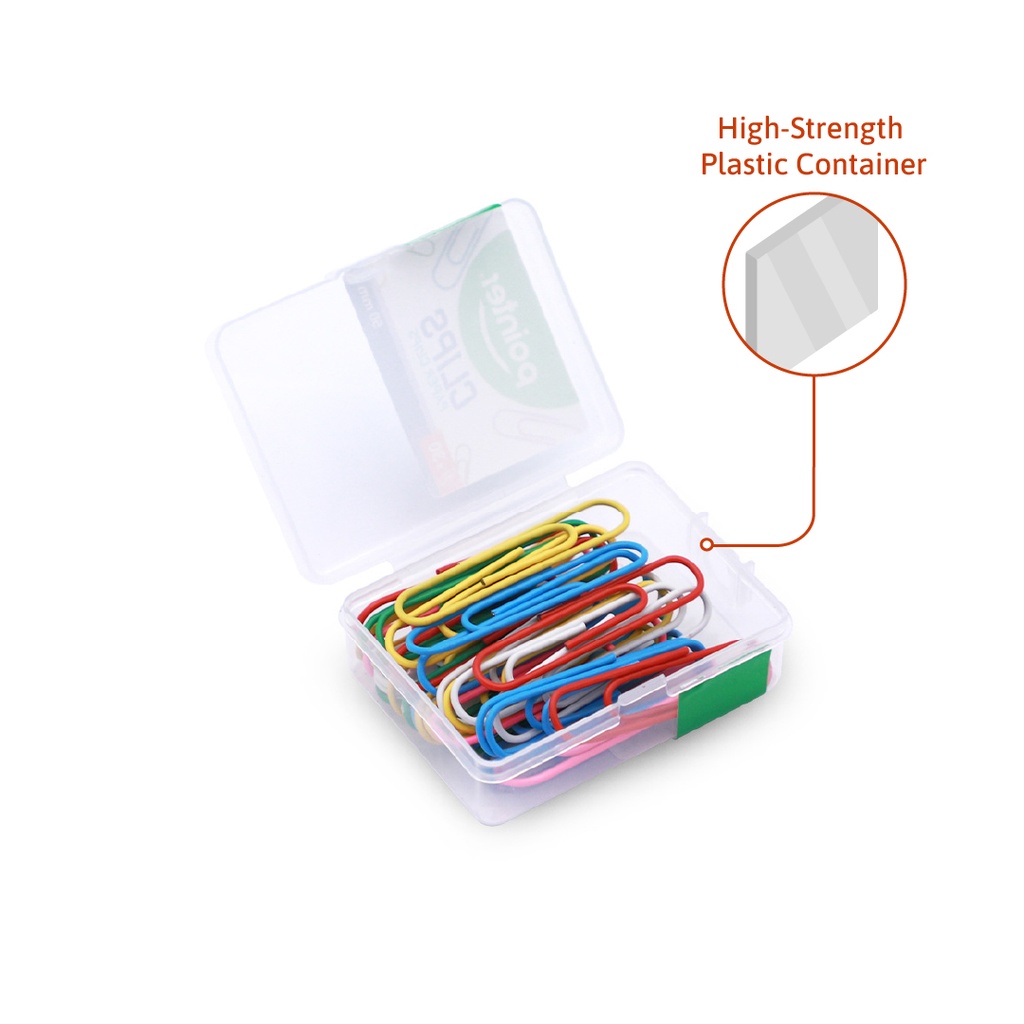 PAPER CLIPS 2", ASSORTED COLOR,VINYL COATED, PLASTIC BOX OF 30 PIECES