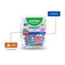 BINDER CLIPS, PASTEL-COLORED, 15MM 5/8", PLASTIC BOX OF 15 PIECES