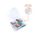 BINDER CLIPS, PASTEL-COLORED, 15MM 5/8", PLASTIC BOX OF 15 PIECES