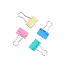 BINDER CLIPS, PASTEL-COLORED, 15MM 5/8", PLASTIC BOX OF 15 PIECES