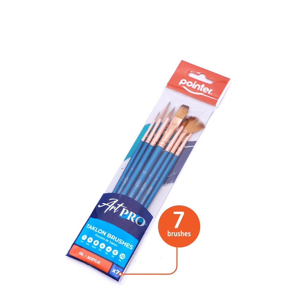 PAINTBRUSHES, TAKLON BRISTLE , BLUE HANDLE , SET OF 7 PIECES