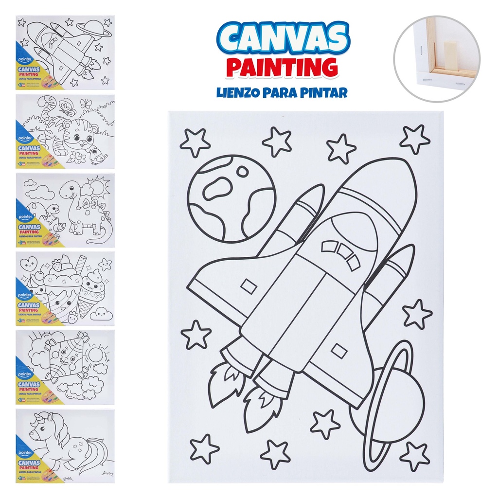 CANVAS, STRECHED, 9X12", PRE-DRAWN WITH CHILDREN’S DESIGNS, 1 PIECE