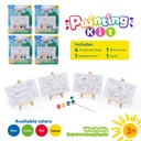 CANVAS PAINTING, 6X4", MINI KIT, PRE-DRAWN CHILDREN’S DESIGNS WITH EASEL, 4 PAINTS, AND A BRUSH, 1 KIT