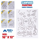 CANVAS, PANEL,12X16", 100% COTTON, PRE-DRAWN WITH CHILDREN'S DESIGNS,1 PIECE