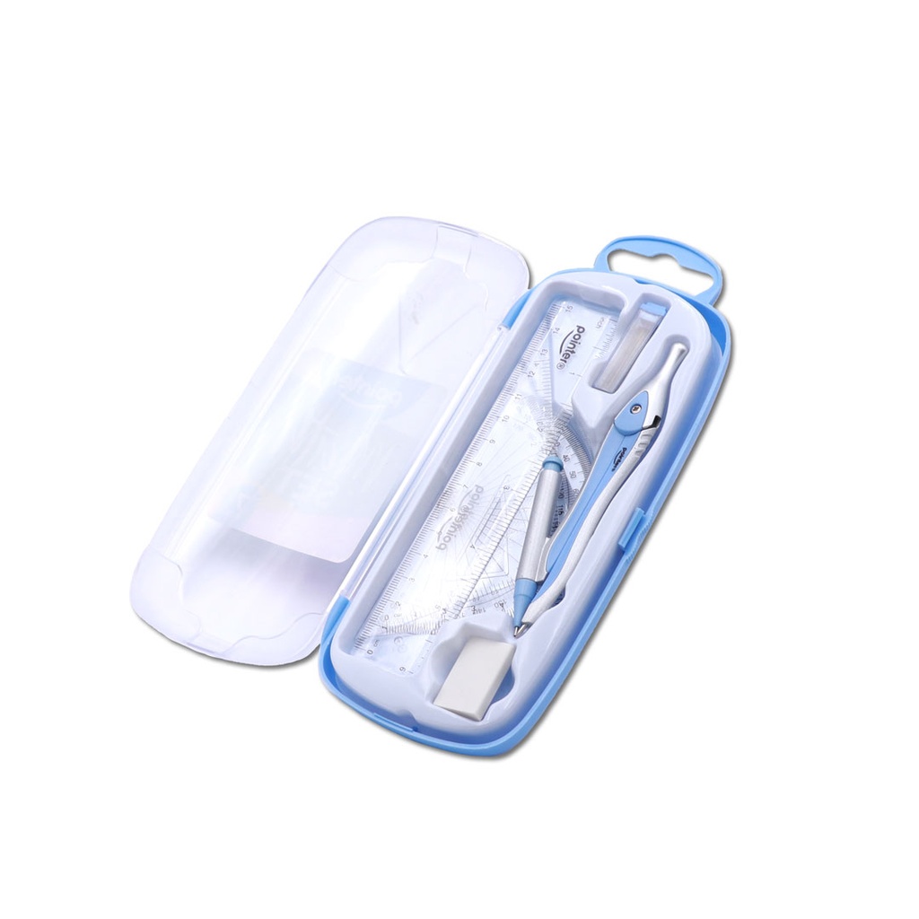 GEOMETRY MATH SET , PASTEL COLORS, PLASTIC CASE, SET OF 7 PIECES