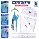 GEOMETRY MATH SET, IN BLISTER, SET OF 5 PIECES