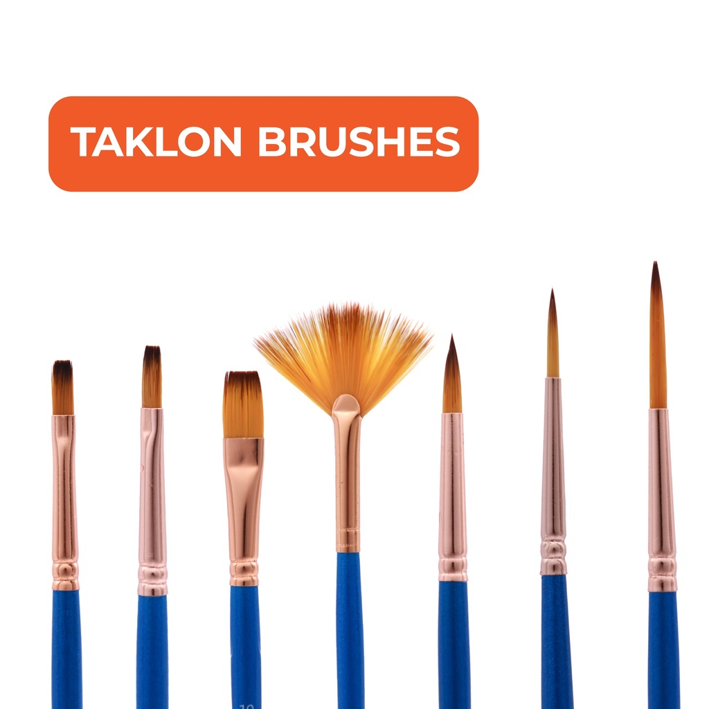 PAINTBRUSHES, TAKLON BRISTLE , BLUE HANDLE , SET OF 7 PIECES