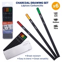 CHARCOAL PENCILS, SOFT, MEDIUM, AND HARD, SET OF  6 PIECES