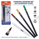 CHARCOAL PENCILS, SOFT, MEDIUM, AND HARD WITH BLENDING STUMP, SET OF 4 PIECES