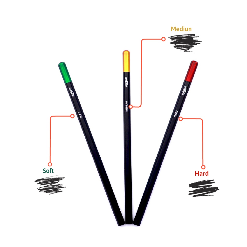 CHARCOAL PENCILS, SOFT, MEDIUM, AND HARD WITH BLENDING STUMP, SET OF 4 PIECES